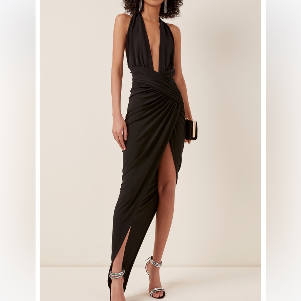 Alexandre Vauthier Asymmetric Draped Halterneck Stretch-Jersey Dress size 38